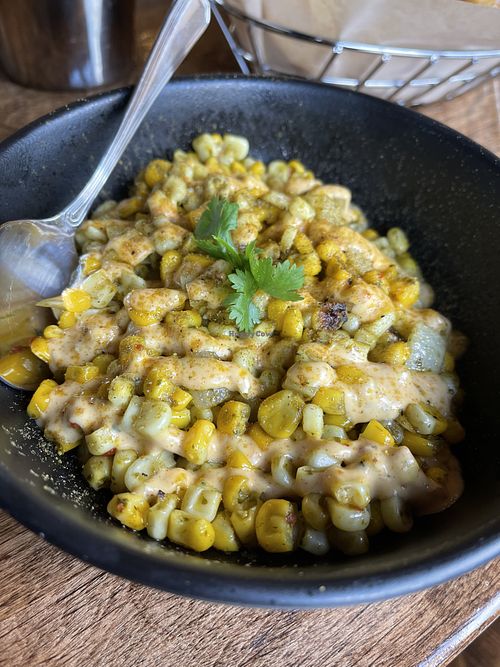 Chili Cilantro Sweet Corn was delicious !  at The Wild Hare in Stillwater