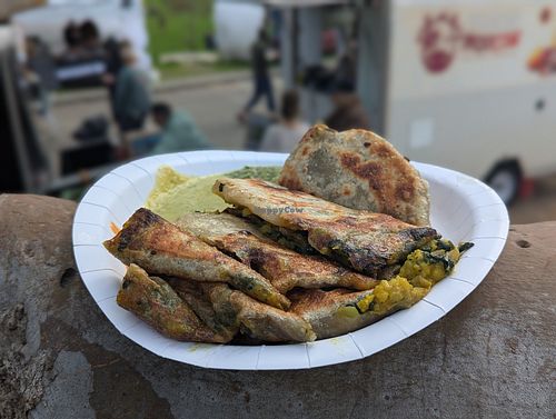 Vegan sambusa at Freo Farmers Market in Beaconsfield