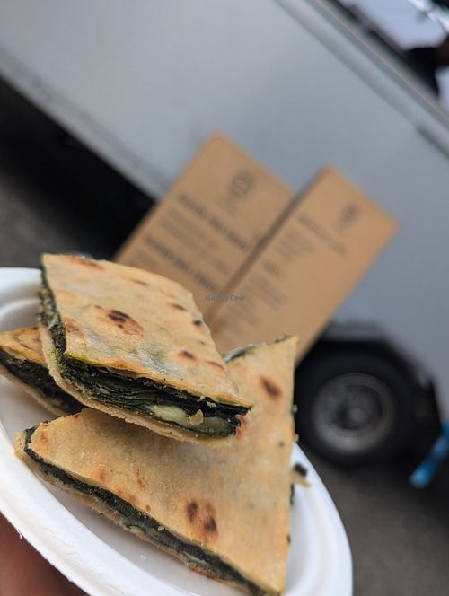 Vegan gf spanikopita at Freo Farmers Market in Beaconsfield