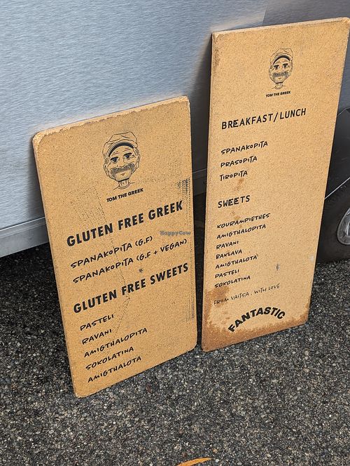 Tom the Greek does a vegan spanikopita and a vegan dessert at Freo Farmers Market in Beaconsfield