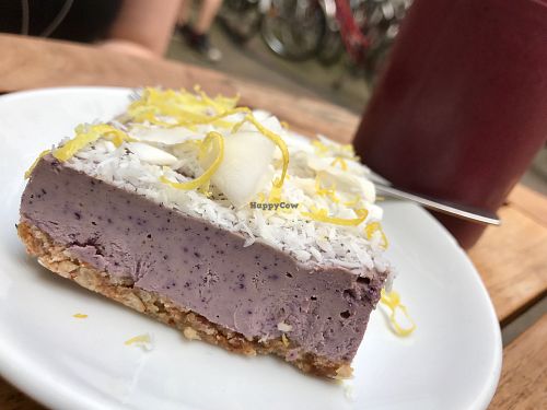 mixed nuts blueberry coconut raw cake at Jivamukti Canteen in Berlin
