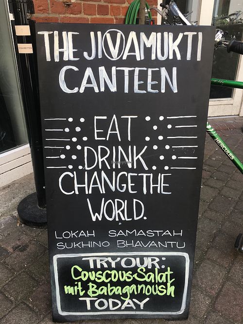 Eat drink-save the world. ❤️ at Jivamukti Canteen in Berlin