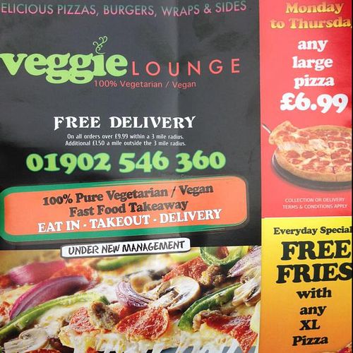 take away menu at Veggie Lounge in Wolverhampton