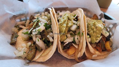 Cactus taco (left) and two Zucchini tacos (right) at La Cabaña in Henrico