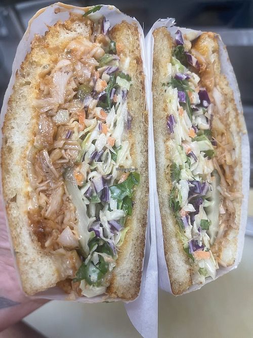 “Pulled pork” on the menu BBQ melt  at TKO Deli in San Diego