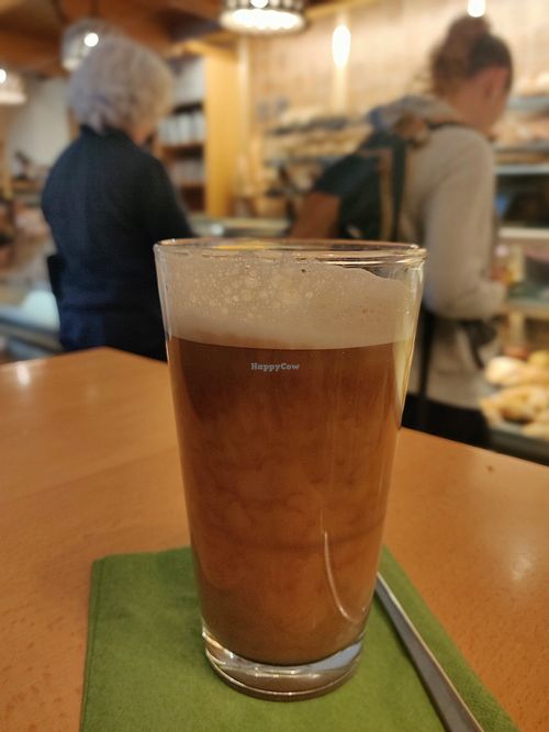 Almond milk available for coffee options at no extra charge. at Bäckerei Glatz in Offenburg