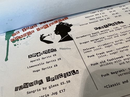 menu  at Punk Pasta in London