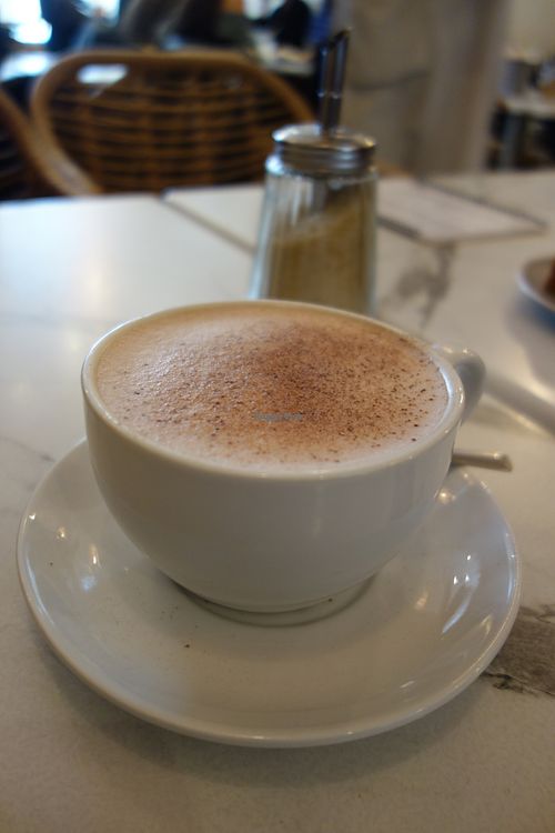 Hot chocolate with oat milk (vegan) at Batela in Saarbrucken