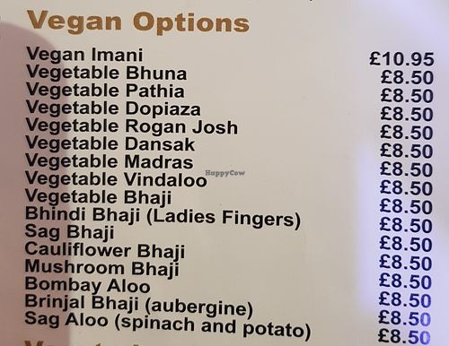 Vegan options - still state vegan #Veganuary at The Raj in York