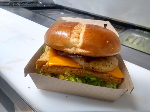 Islander w. tofu & Am. cheese (grilled onions and pineapple, teriyaki sauce, lettuce and mayo) at It's Food in Fort Worth