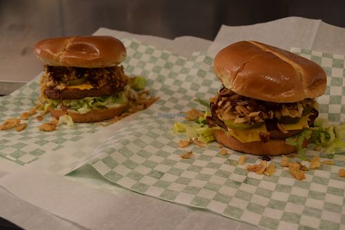 Westsides w. Beyond Meat and Daiya Am. cheese at It's Food in Fort Worth