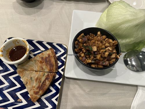 Scallion pancakes and lettuce tofu wraps   at Steam Asian Kitchen in Greenwich