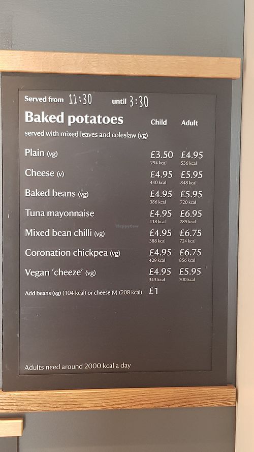Some of the menu options at Fountains Abbey in Ripon