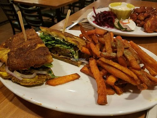 Portobello Jibarito w plantain bread at Native Foods - The Loop in Chicago