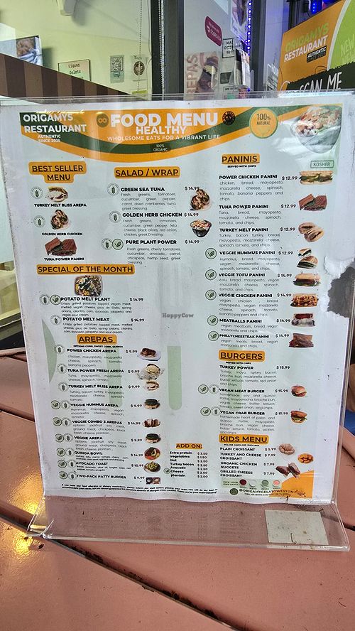 Menu at Origamy Gelato in Sunrise