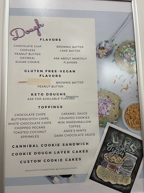 Edible raw dough options   at Defiant Cookie Dough in Chesterfield
