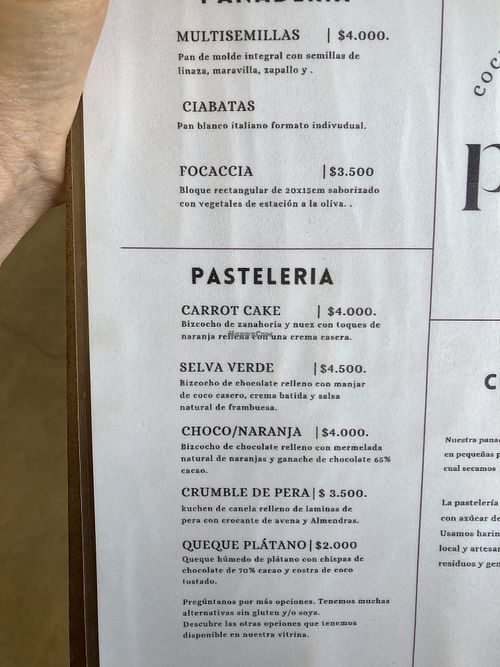 Sweets menu  at Planta in Pichilemu