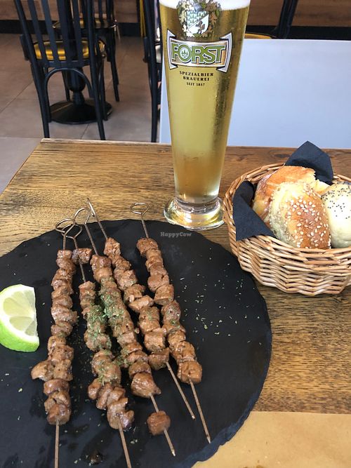 Marinated ‘beef’ skewers. So good… 🤯 mind blowing. at aTipico in Palermo