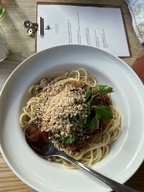 Vegan Spaghetti Bolognese   at Café du Bonheur in Zurich