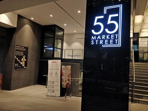 Walk down the stairs at Perkatory Coffee Bar in Central Singapore