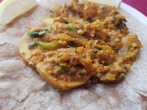 Garlic mushroom on puri (vg) at The Gate Of India in Tynemouth