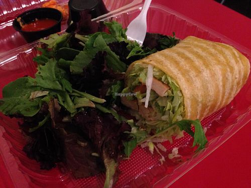 Vegan Buffalo Chicken Wrap w/ side salad (this is the 2nd 1/2 of the wrap; I'd already eaten the 1st 1/2) at Red Velvet Cafe - Fashion Show Mall in Las Vegas