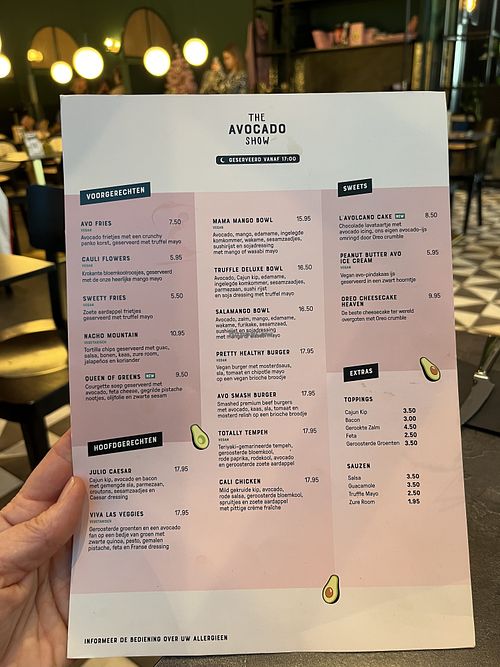 Menu January 2023  at The Avocado Show in Leidschendam