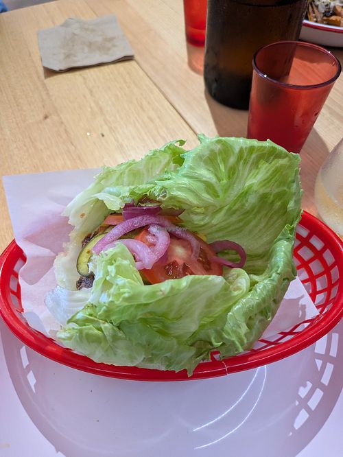 Naked vegan cheese burger at Burgermuma in Karratha