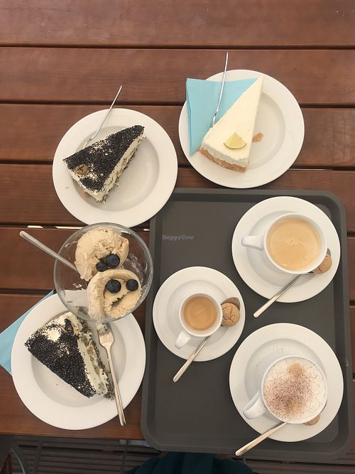 The Ice Cream is my vegan Dessert  - the other cakes are vegetarian  at Strandcafé Holnis in Gluecksburg