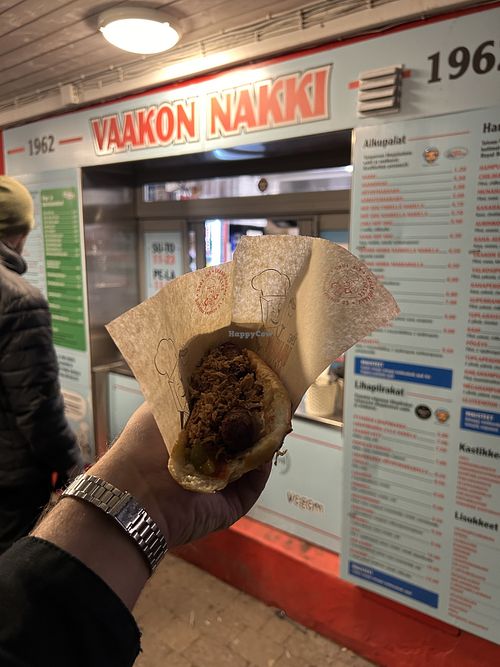 The worst photograph of a nice hot dog  at Vaakon Nakki in Tampere