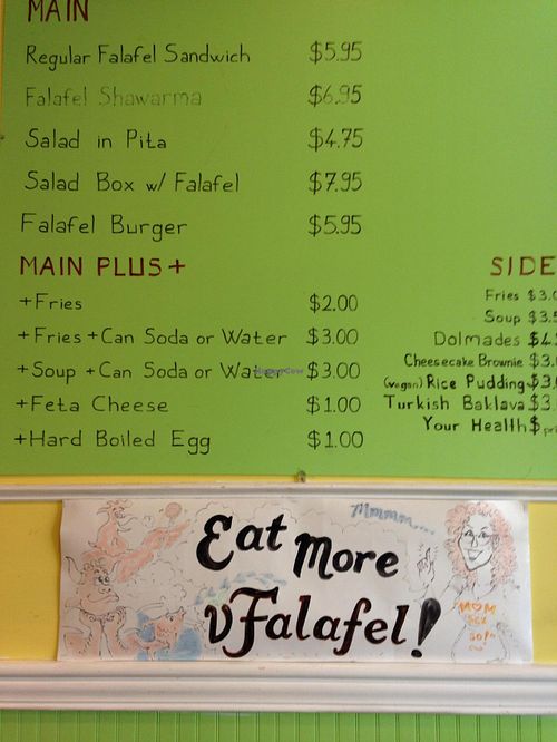 Menu!! at vfalafel in Washington