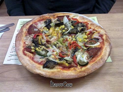 Karma Free Pizza Company - Cosmic Explosion with extra Veggeroni & Pine Kernals at The Karma Free Pizza Company in North West London