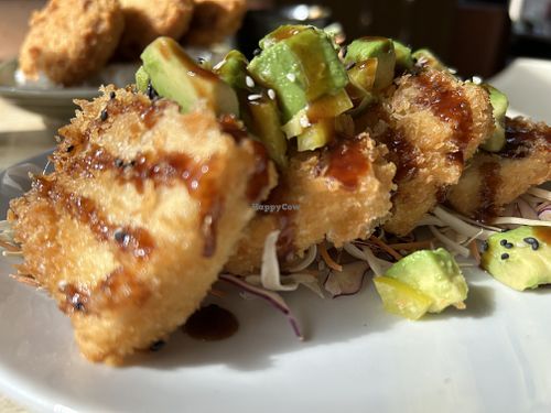 Deep fried Tofu coated with Panko, served with avocado salsa & katsu sauce  at Soho in Newcastle Upon Tyne