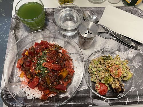 Vegan ghormeh sabzi (iranian), rice. Lentil salad  at Hidden Kitchen - City in Vienna