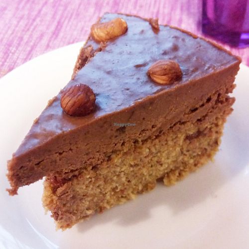 raw vegan chocolate hazelnut dessert at The Restaurant of Life in Budapest