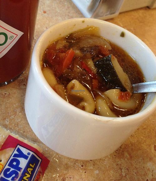 Macaroni soup. Nice and hot and very comforting. at Mean Greens in Denton