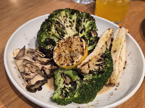 Grilled brocoli and Oyster mushroom at Wildseed  in Palo Alto