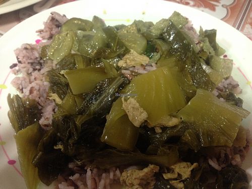 30baht mixed plate of rice and veggies  at Ming Kwan in Chiang Mai
