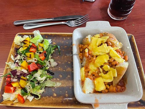 Jacket tattie with beans and vegan cheese  #Veganuary at The Aberlour Hotel in Lossiemouth