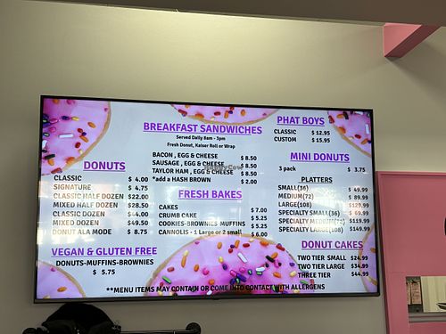 Menu and prices, as of 5/19/24 at Once Bitten Donuts in Red Bank