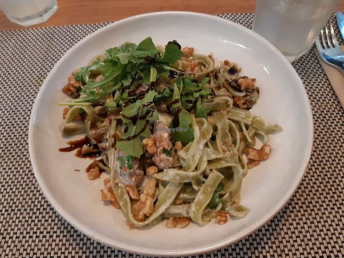 Spinach and mushroom tagliatelle at Terrassa in Amarante