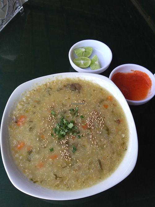 Quinoa soup at Restaurante Union Vegetariano in Lima