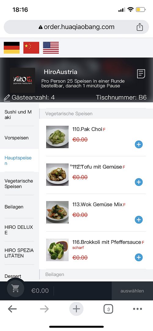  Example of ordering system at HIRO in Vienna