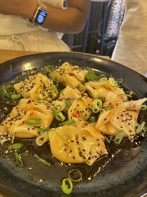 Edamame and truffle dumplings   at Meet Vegano in Malaga