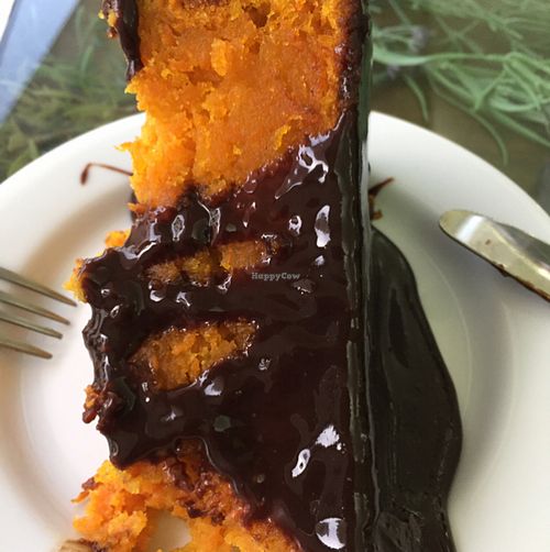 Sinfully delicious carrot cake with dark chocolate topping.  at Salsa Verde in Evora