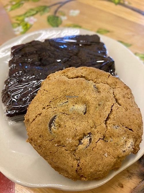 Pumpkin Chocolate Chip Cookie and Brownie - both vegan and gluten-free  at Kyra's Bakery Connection in Napoleon