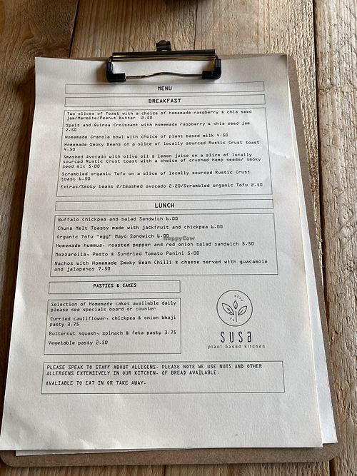 Menu   at Susa Plant Based Kitchen in Ryde