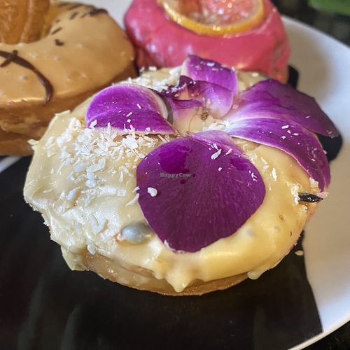 Purple Orchid (?) Edible Flower Vegan Donut w/Coconut  at That Hausa Vegan in Richmond