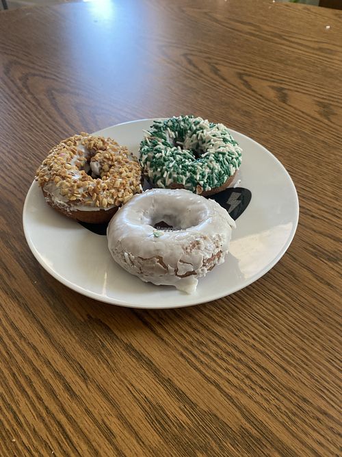 Peanuts, Sprinkles, and White Glaze to Share 💕  at Donuts and Yogurt in Tracy