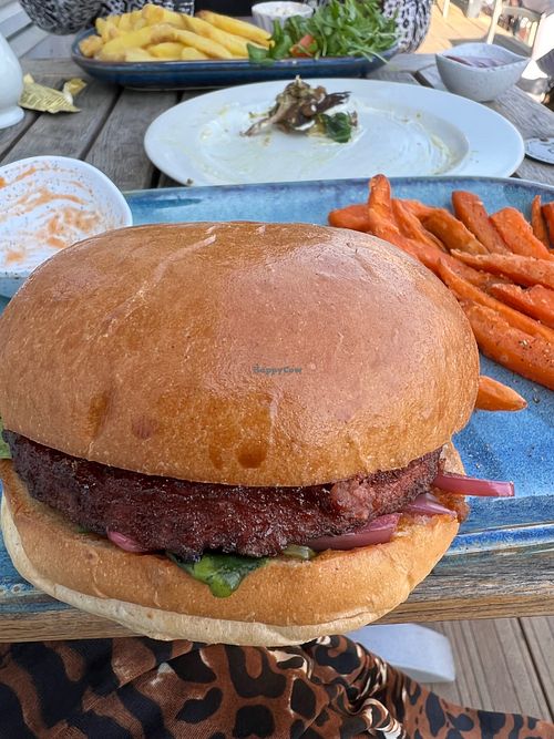 Vegan burger close up at The Royal Albion in Broadstairs